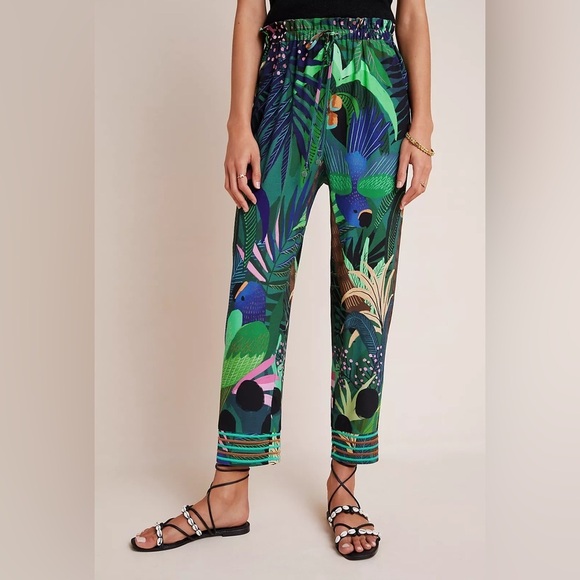 FARM Rio Pants - Farm Rio Pants Womens Ex-Small Tropique Embroidered Floral Anthropologie